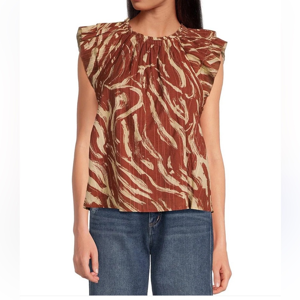 NWT Sam Edelman Women's Red  ( Rust) and Cream Top size XS